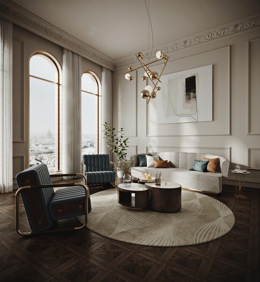 Chic Elegant Living Room by Daryna Osadcha