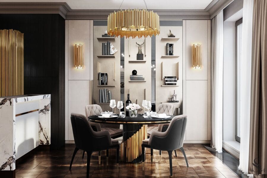dining room - black gold dining table