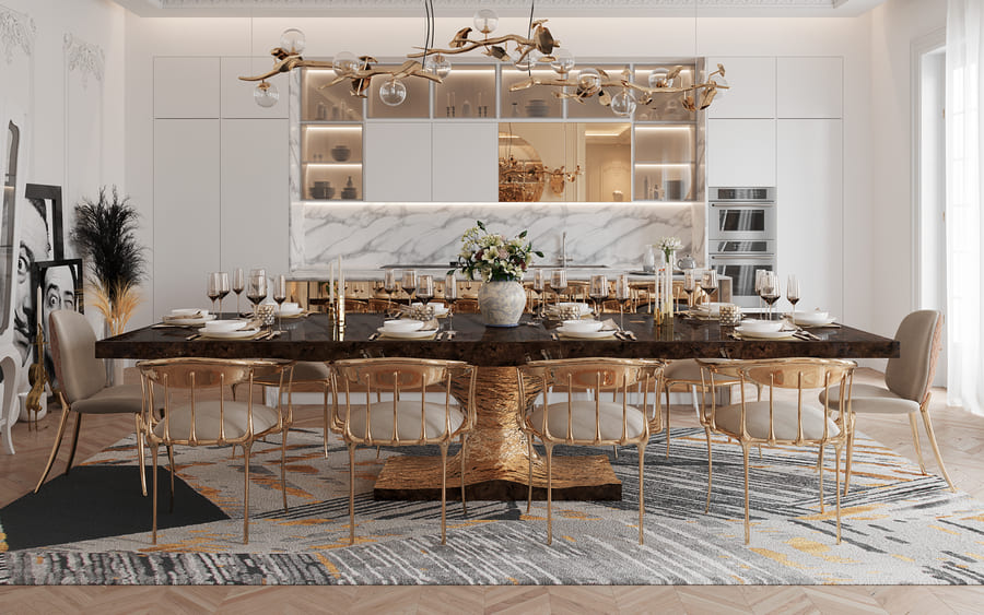 luxurious gold dining table
