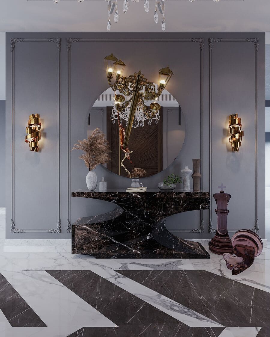 luxury dark marble sideboard