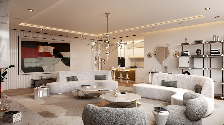 luxurious white sofa